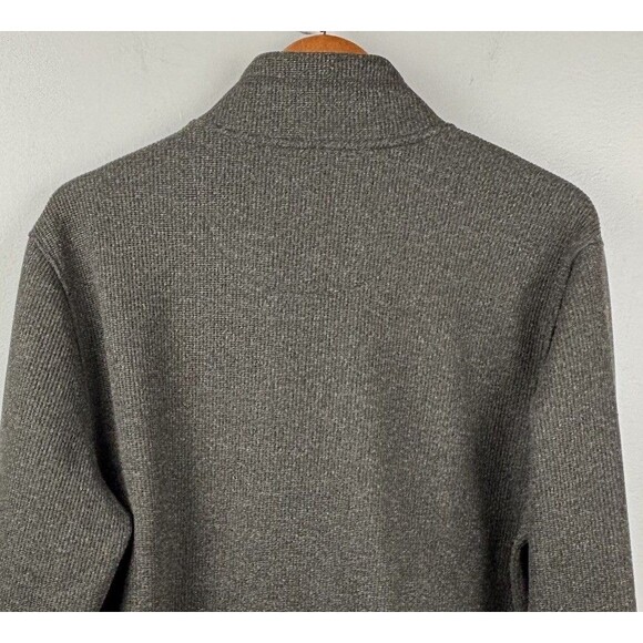 IZod Performx Full Zip Medium Dark Gray Tweed Sweater Jacket Fleece Lined Men’s - Picture 8 of 9
